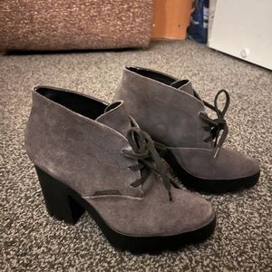 Calvin Klein Gray Suede Ankle Booties